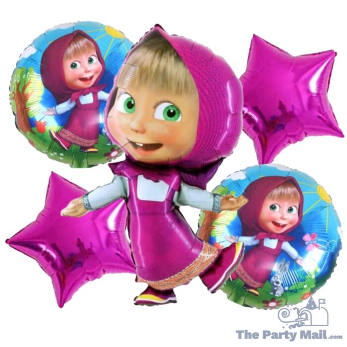 5Pcs Masha and the Bear Balloon Pack