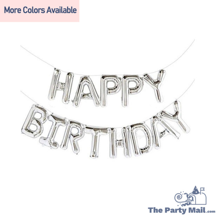 "HAPPY BIRTHDAY" Foil Balloon banner - Silver