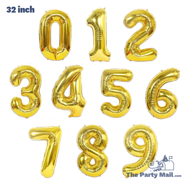 32" Gold Number Foil Balloon
