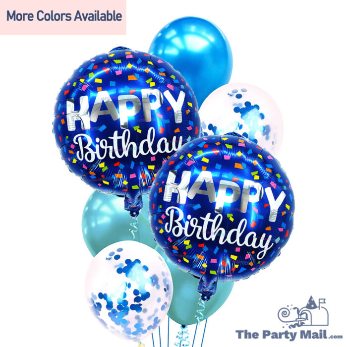 7Pcs Happy Birthday Foil Balloons, Confetti balloons and Chrome Balloons