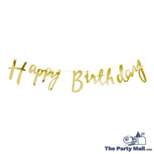 "Happy Birthday"  Script Card Banner