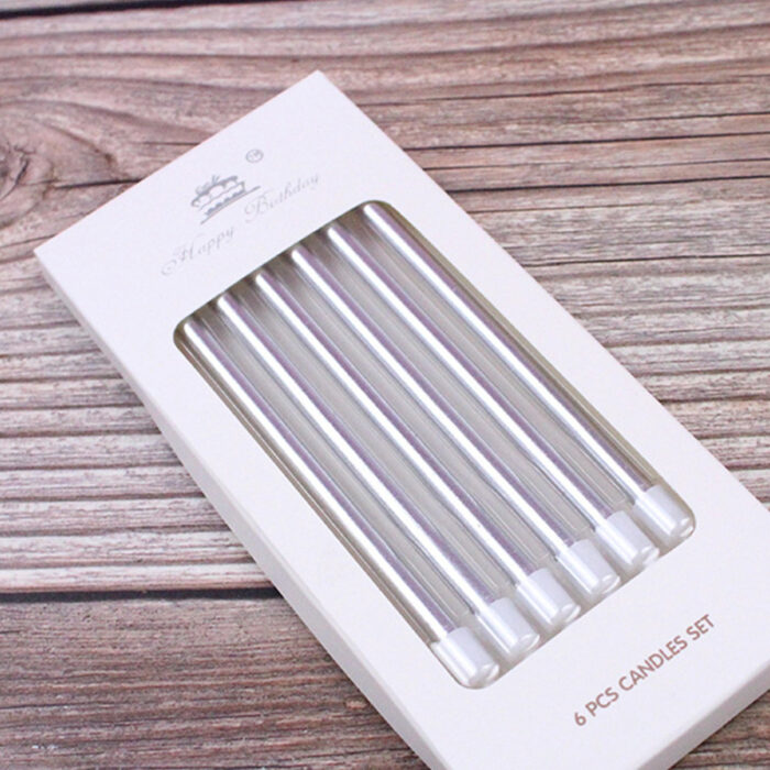 6Pcs Pencil Candles - Silver