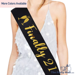 Finally 21 Sash Black with Gold letter